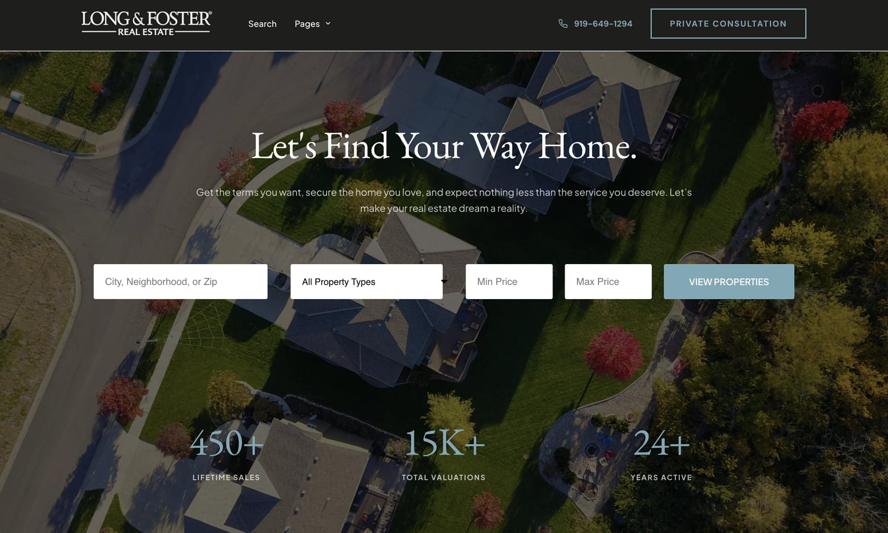 Raleigh NC Lifestyle Long & Foster WordPress website by Barefoot Build