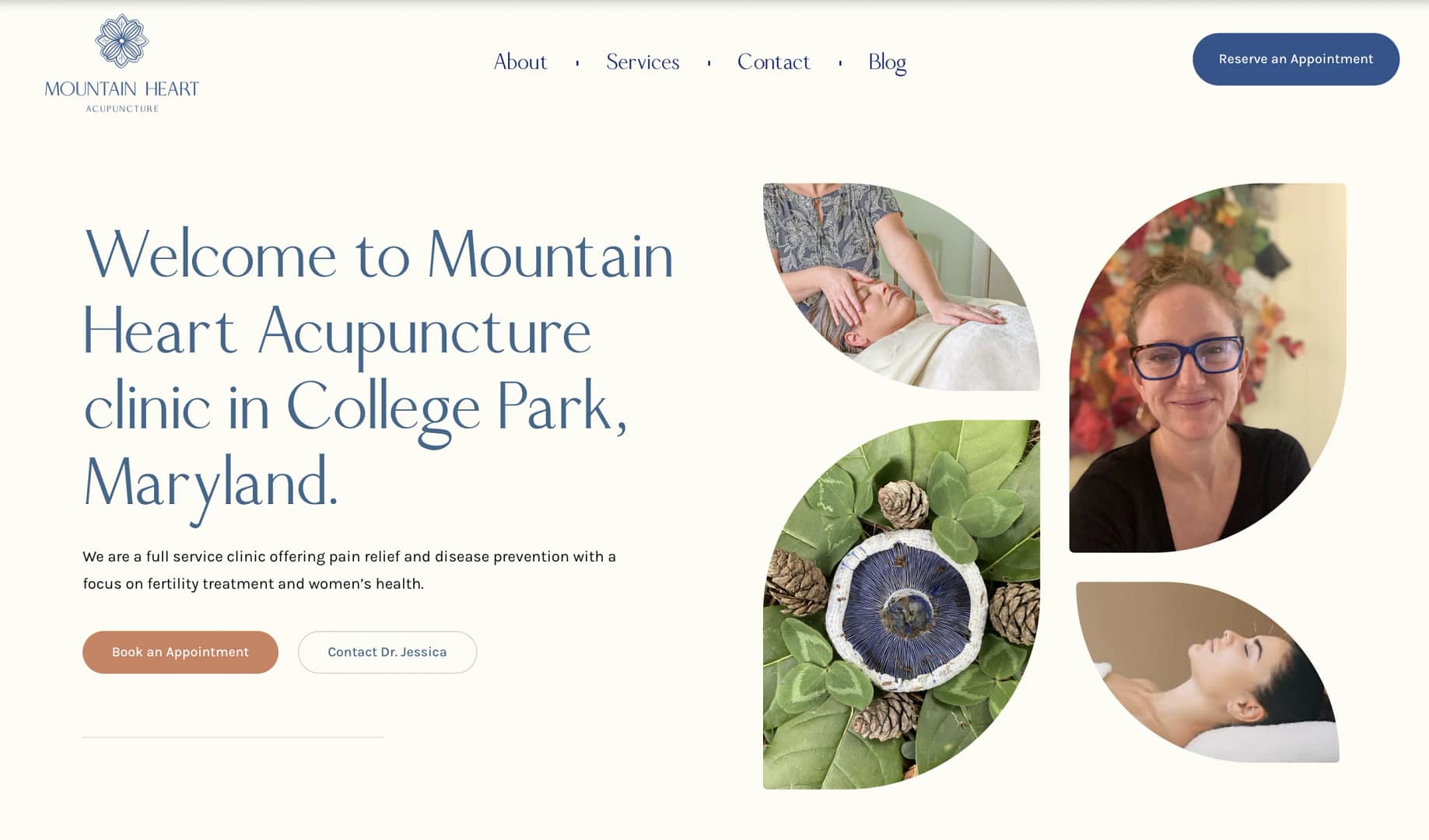 Mountain Heart Acupuncture WordPress website by Barefoot Build