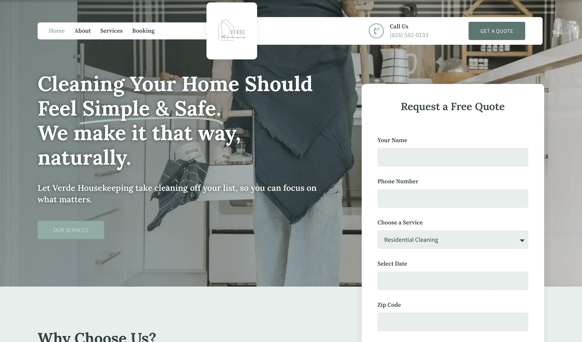Verde Housekeeping website by Barefoot Build