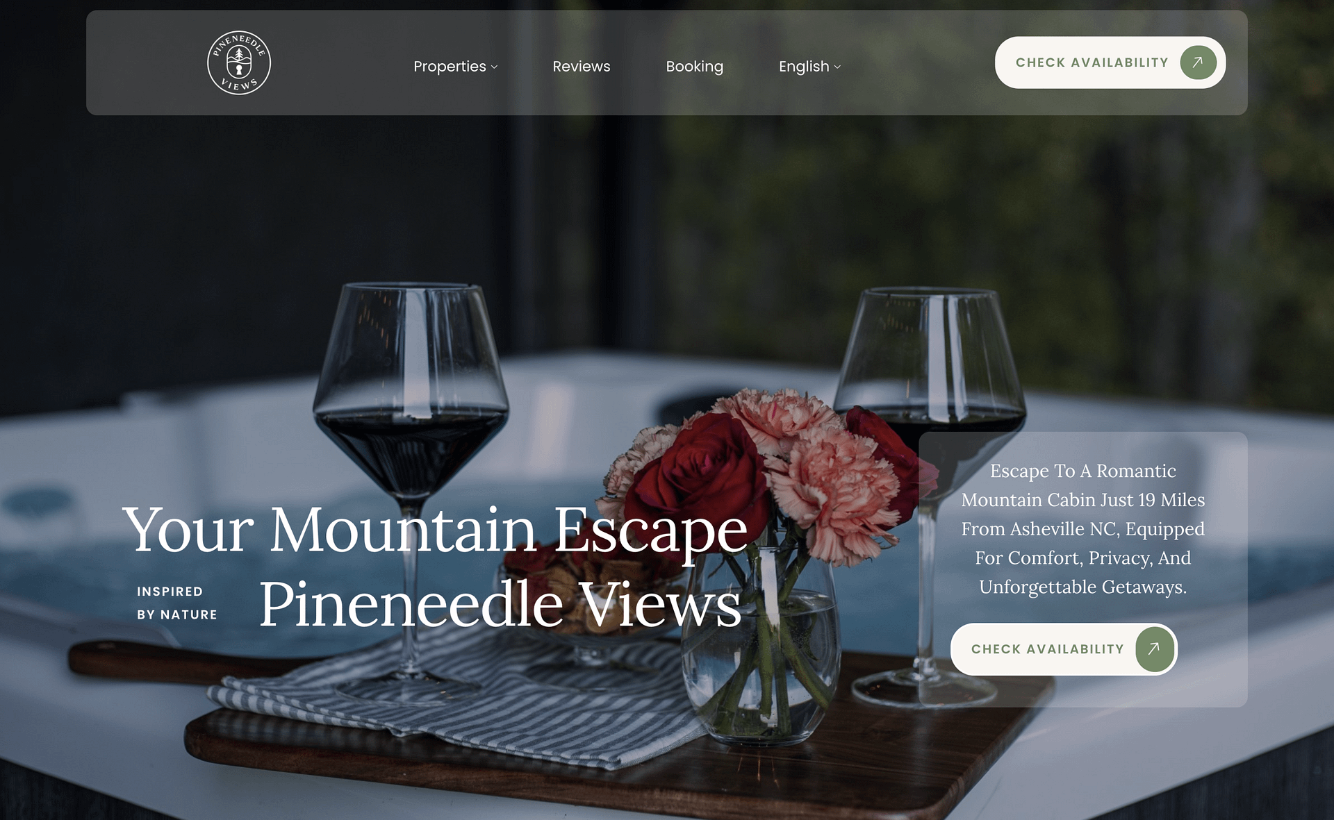 Pineneedle Views website by Barefoot Build