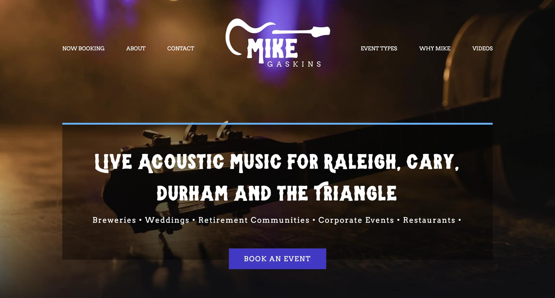 Mike Gaskins website designed by Barefoot Build web design in Raleigh NC