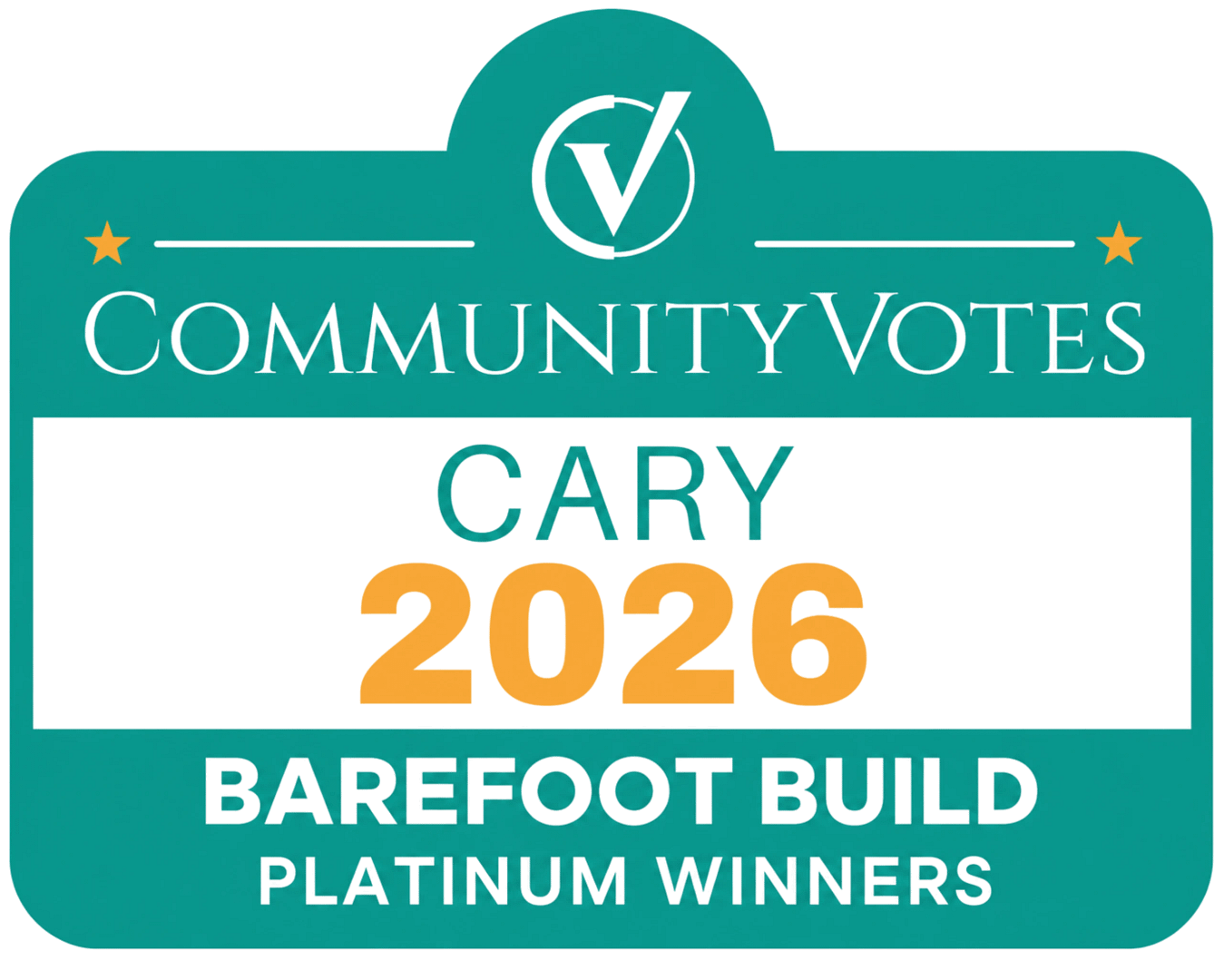 Barefoot Build has been voted Cary's #1 Platinum web designer for 2026.