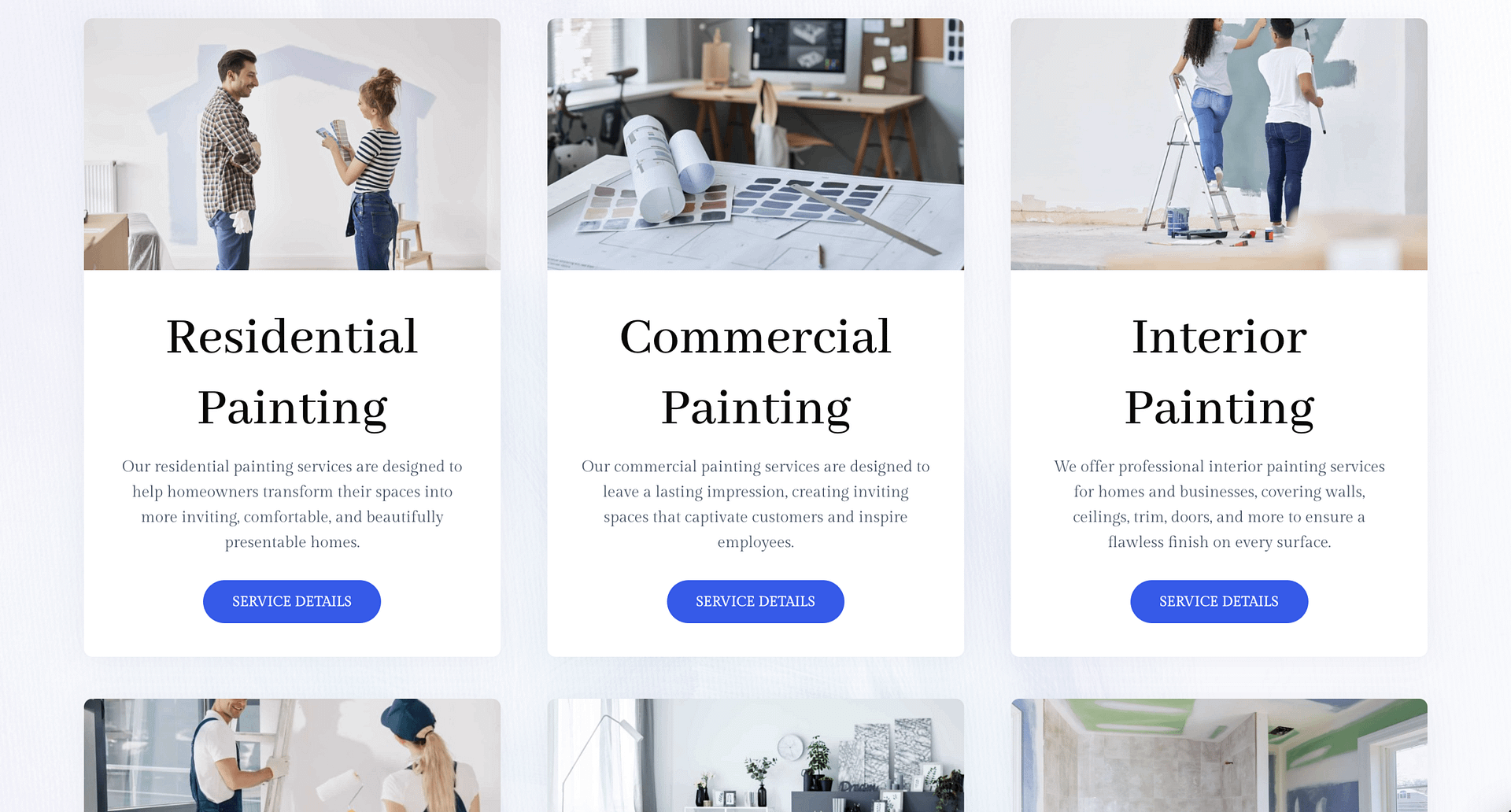 Homepage of All About Colors Painters, a website created by Barefoot Build