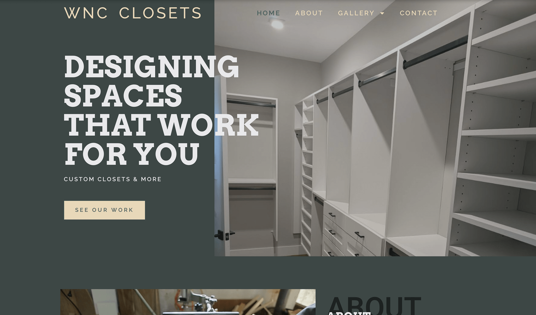 WNC Closets website design project sample